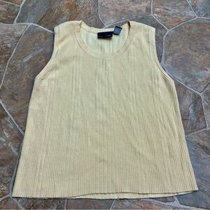 Liz Claiborne Liz Sport Ribbed Sleeveless Sweater Yellow Size L Knit Tank Top